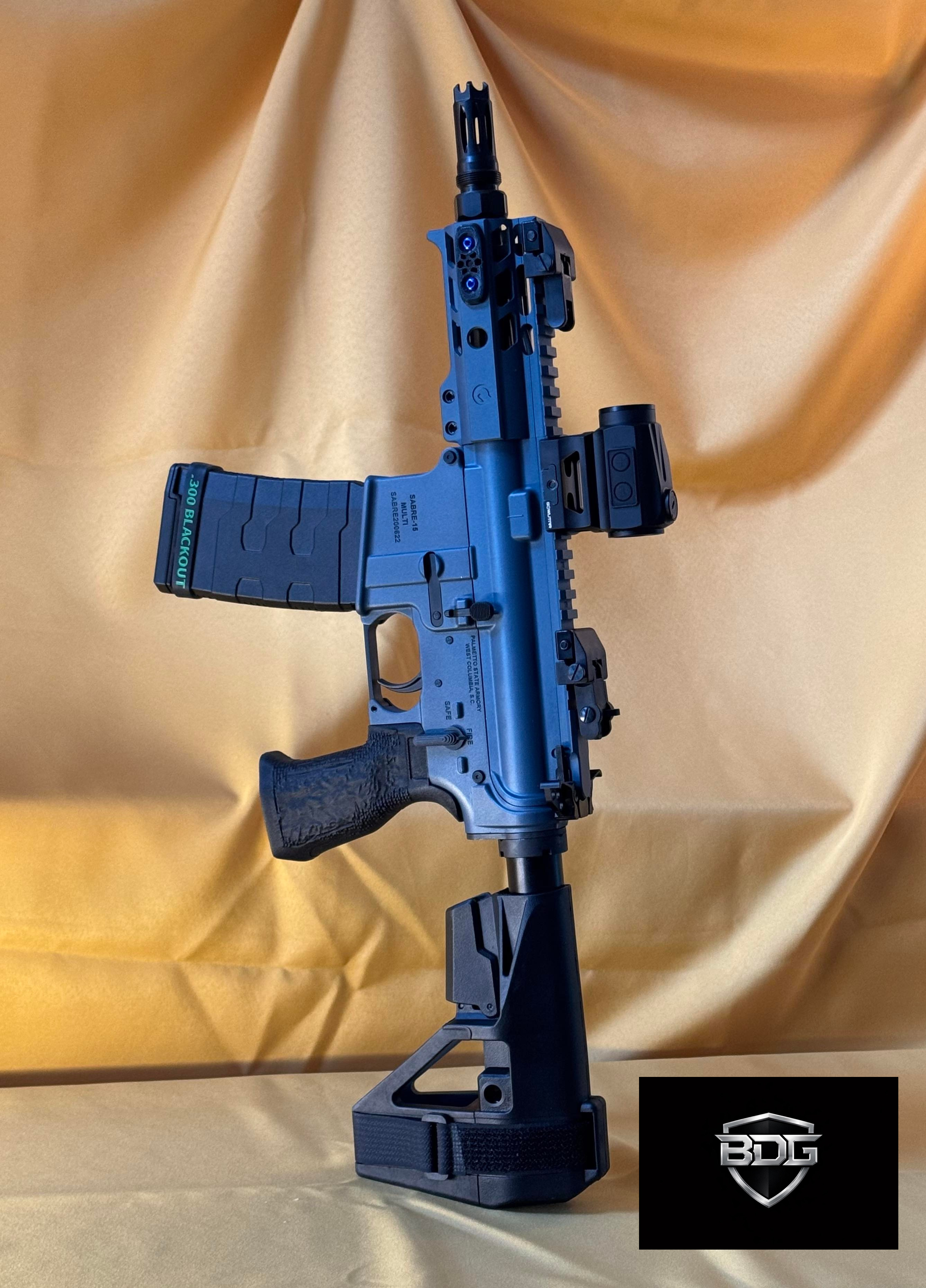 PSA AR-15 pistol in 300 Blackout with titanium blue finish — available for purchase direct from BDG