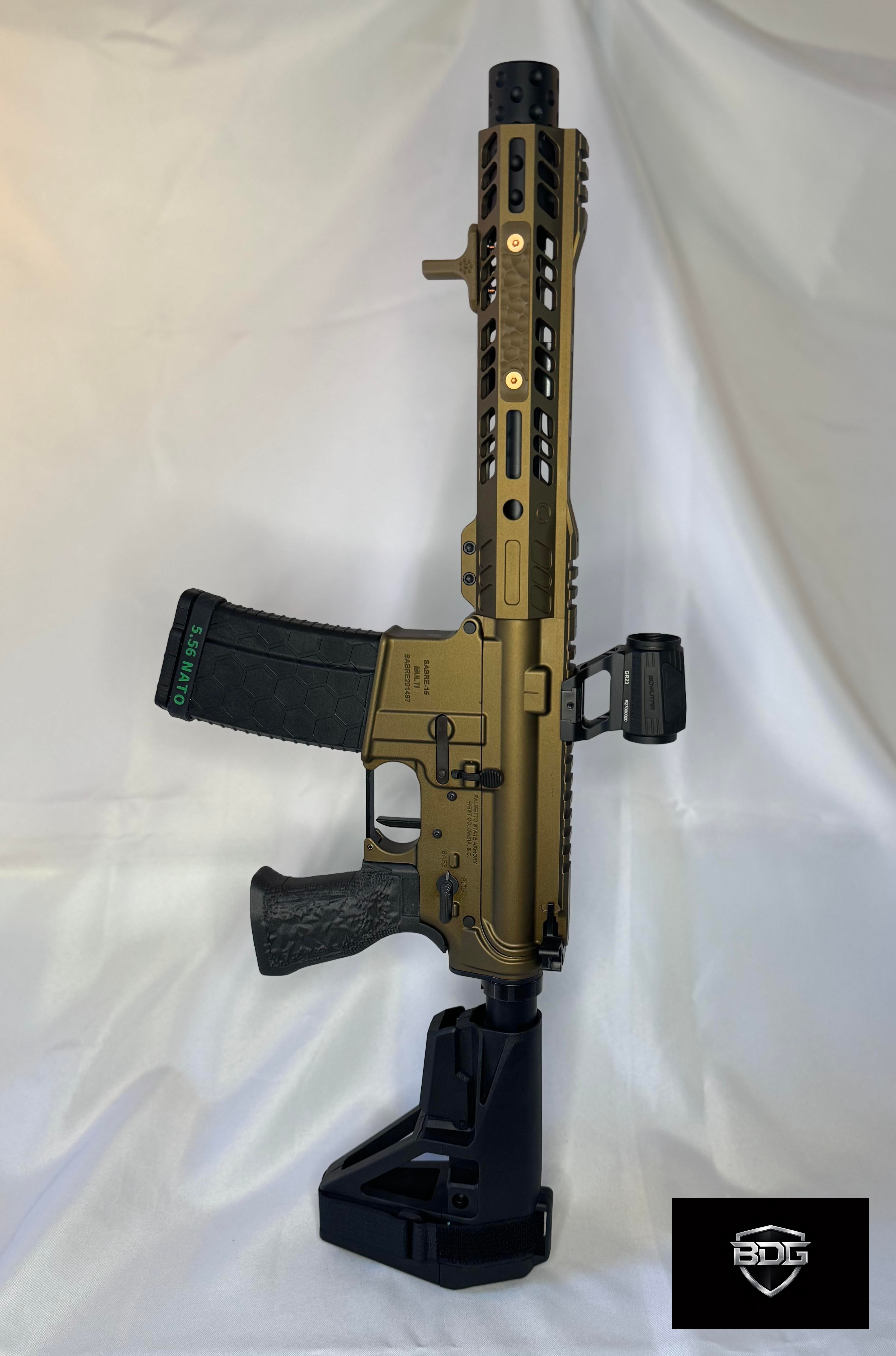PSA AR-15 pistol in 5.56 NATO with burnt bronze finish — available for purchase direct from BDG